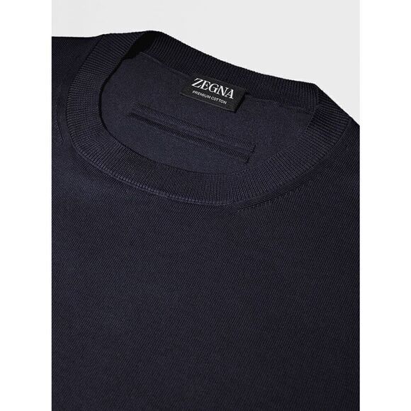 ZEGNA NAVY BLUE PREMIUM COTTON T-SHIRT - Picture 7 of 12
